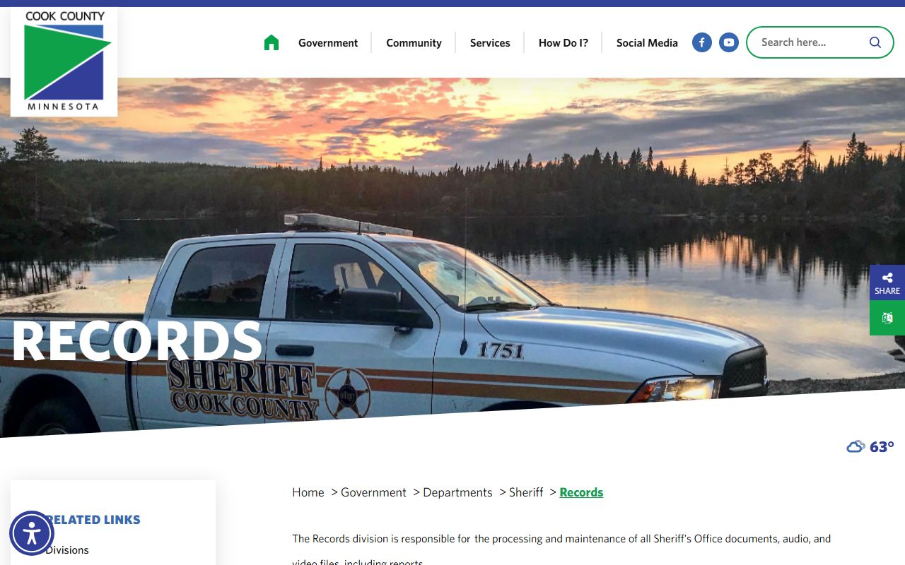 Cook County Sheriff's Records page for booking photo requests